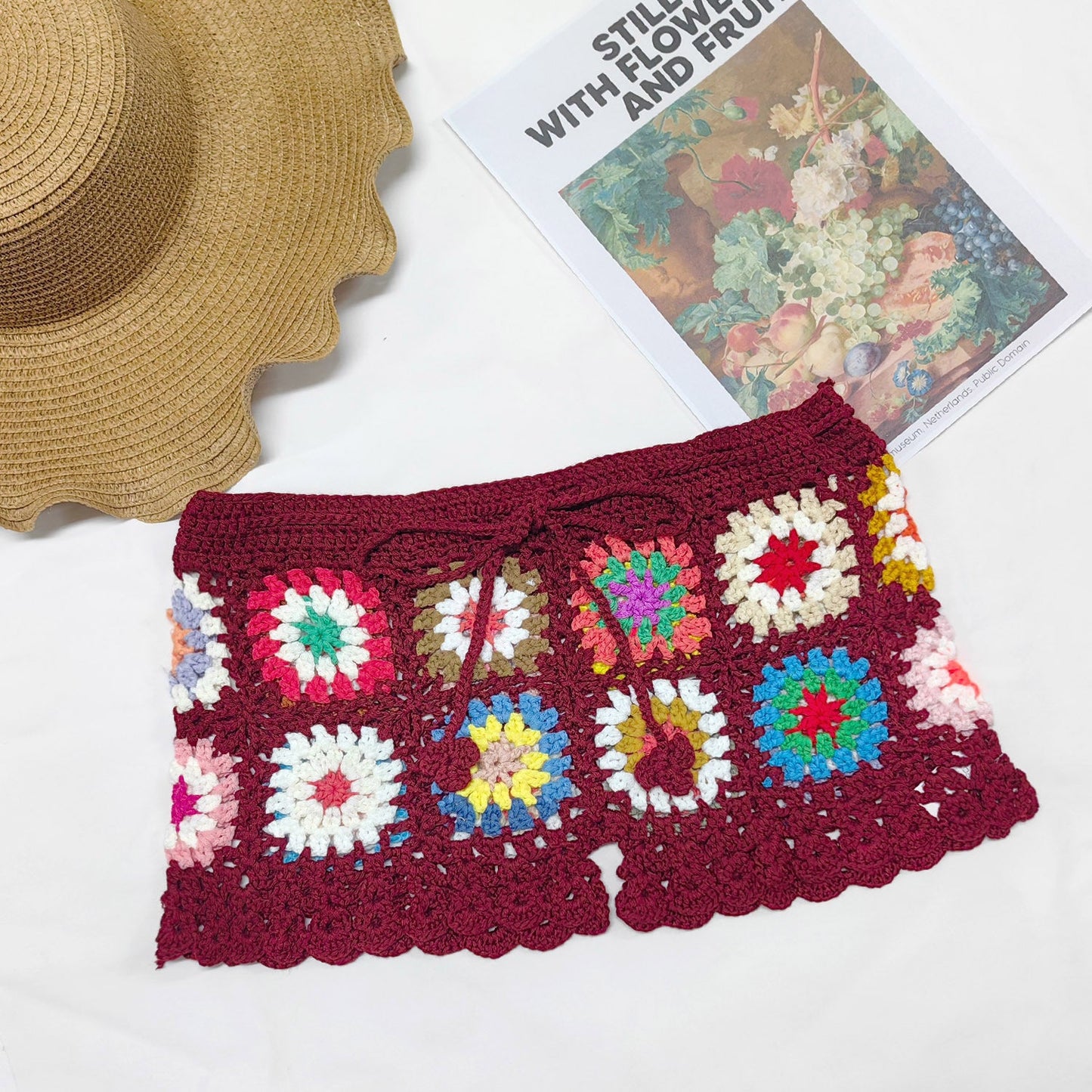 Crochet Patchwork Beach Shorts