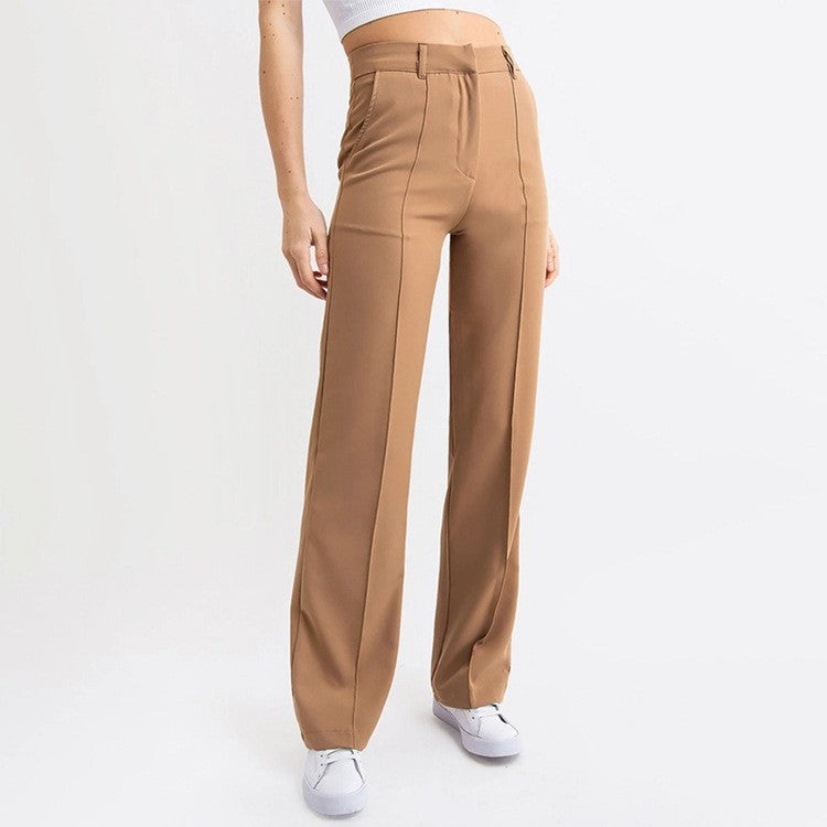 Solid Color Straight-Leg Wide-Leg Pants Trousers