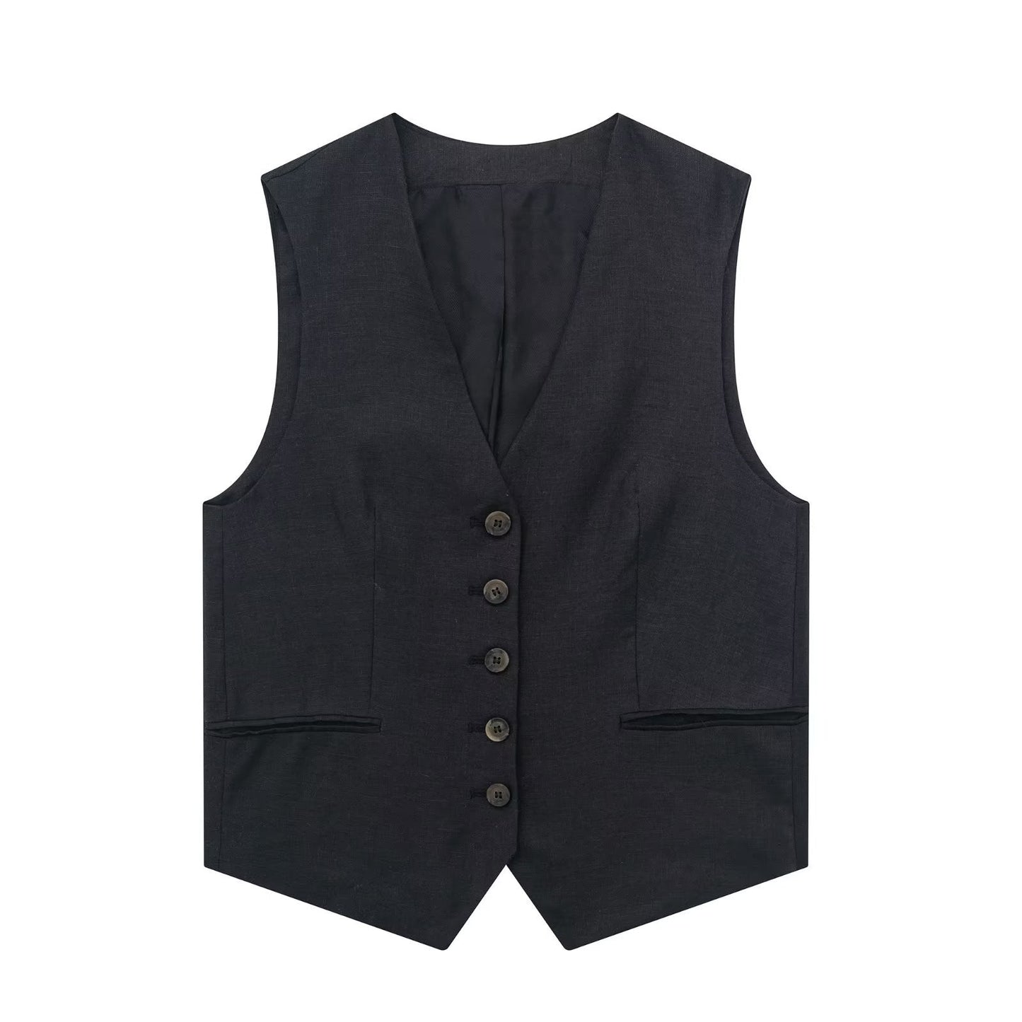 Casual Linen Blend Vest Top + Shorts