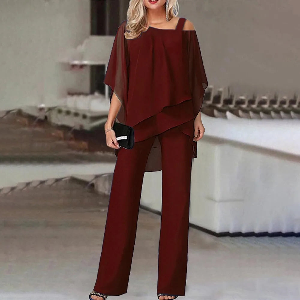 Loose Casual Batwing Sleeve Top and Long Pants Set