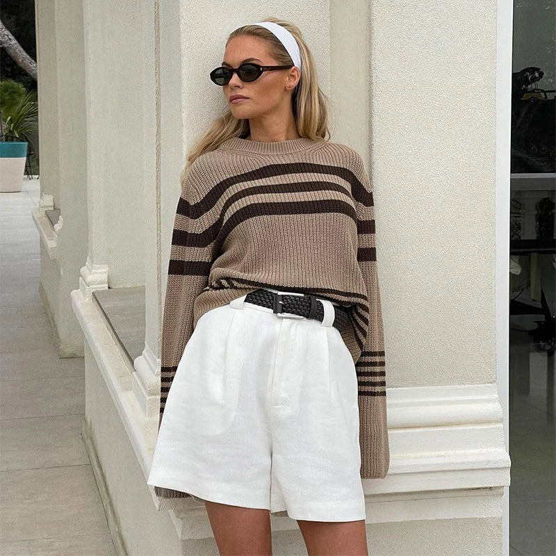 Striped Knitted Pullover Sweater