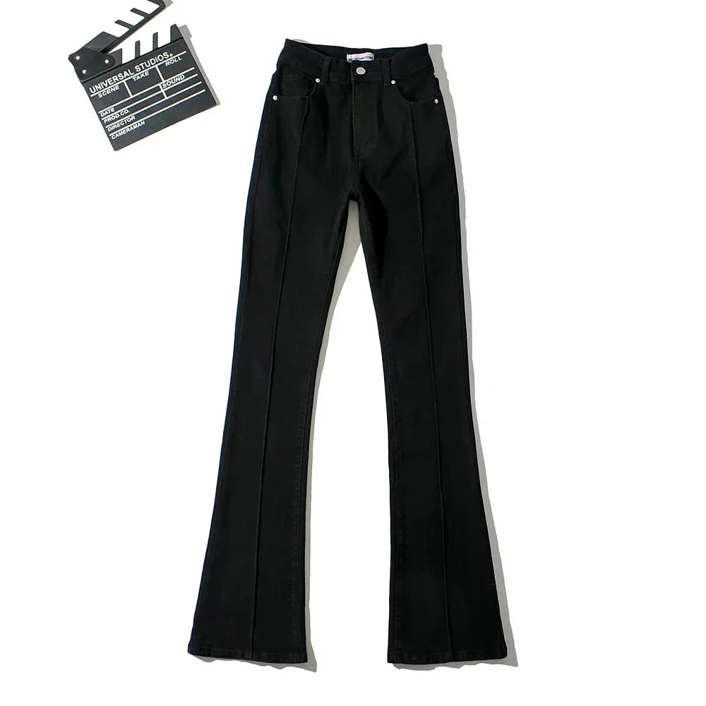 Hollow Flare High-Waist Denim Jeans