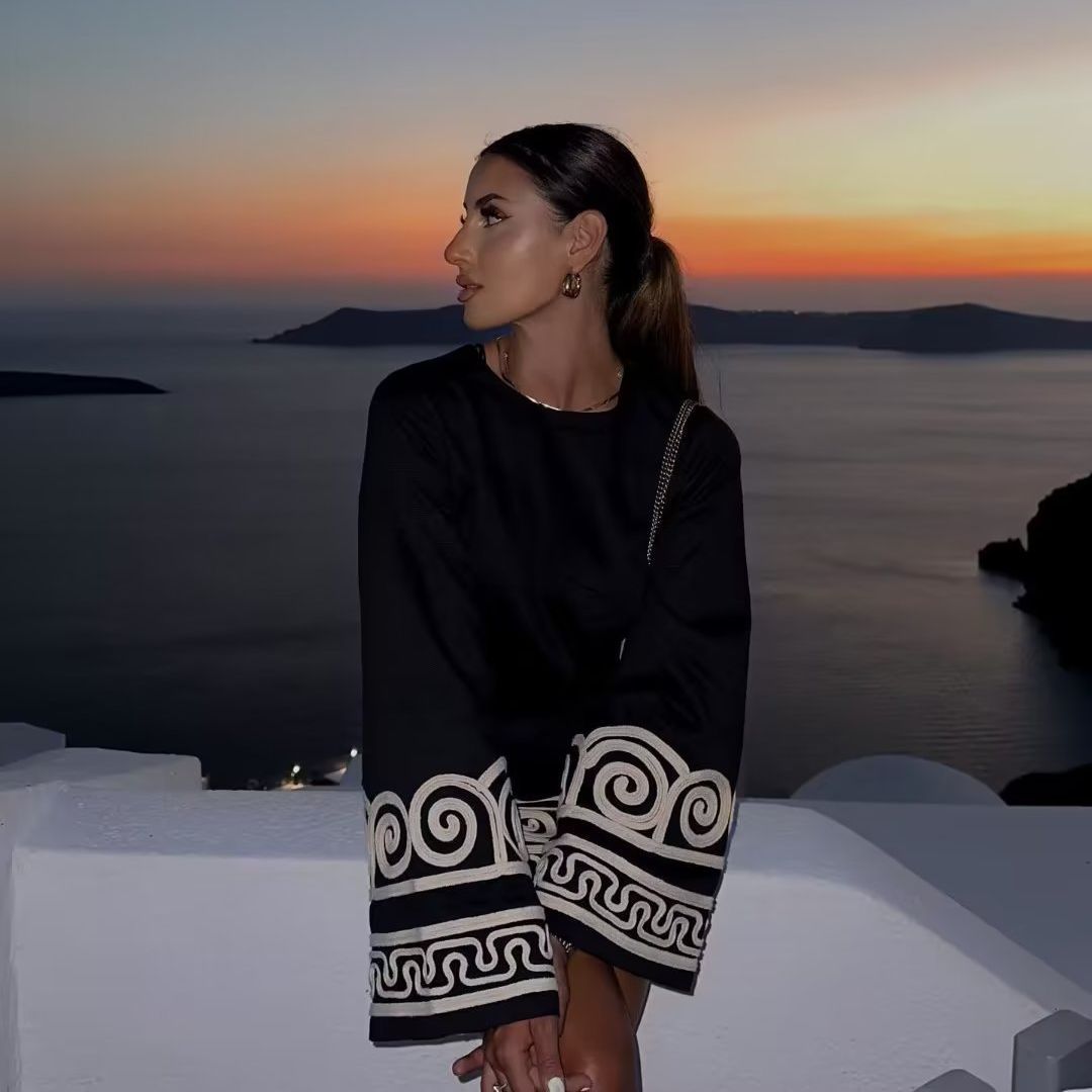 Embroidered Long Sleeve Dress