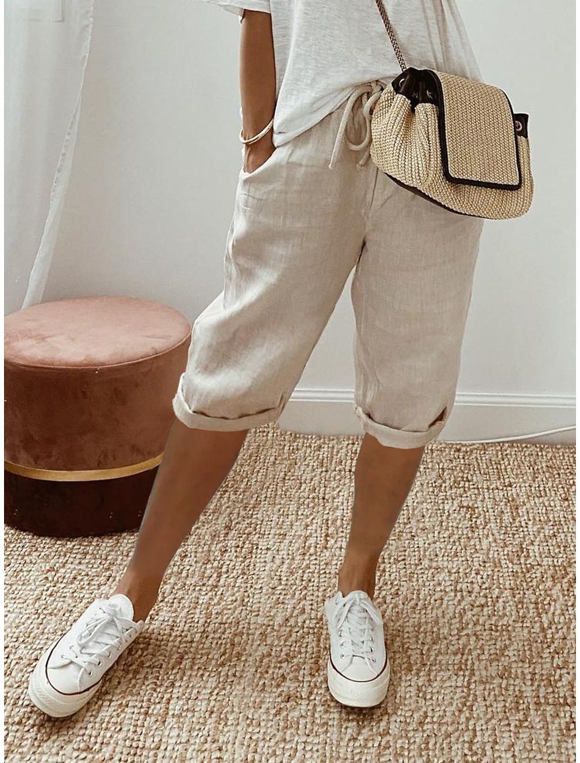 Elastic Waist Casual Pants