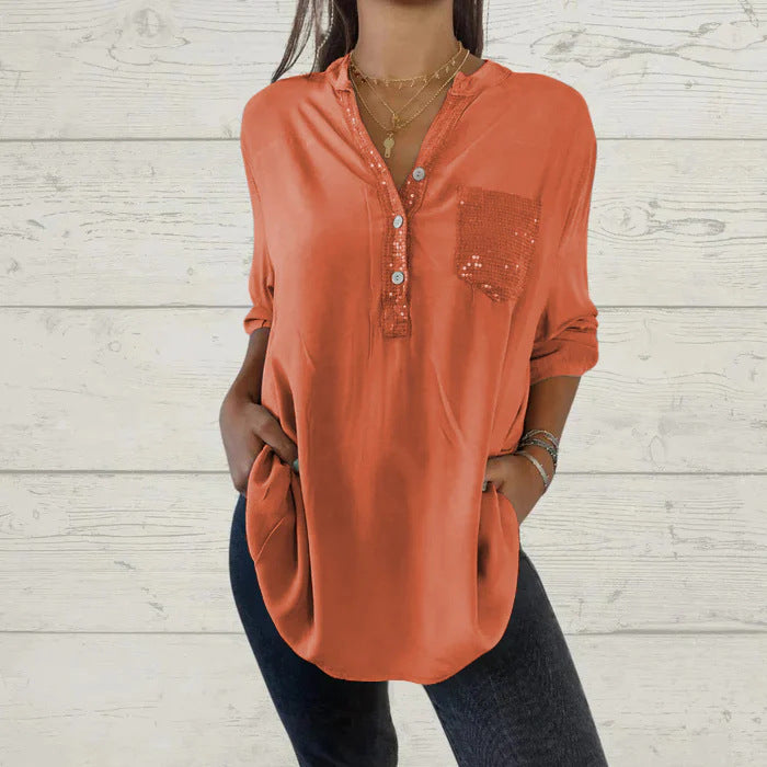 Color V-Neck Shirt