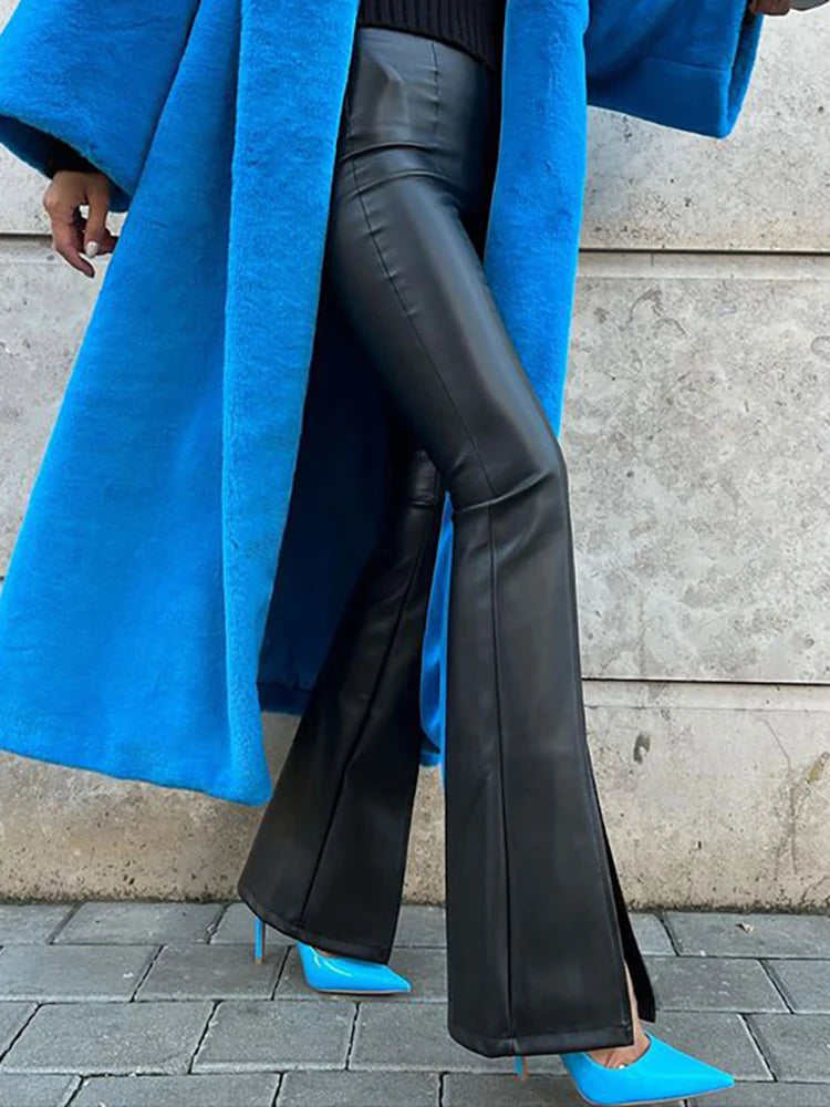 PU Leather Flared Pants