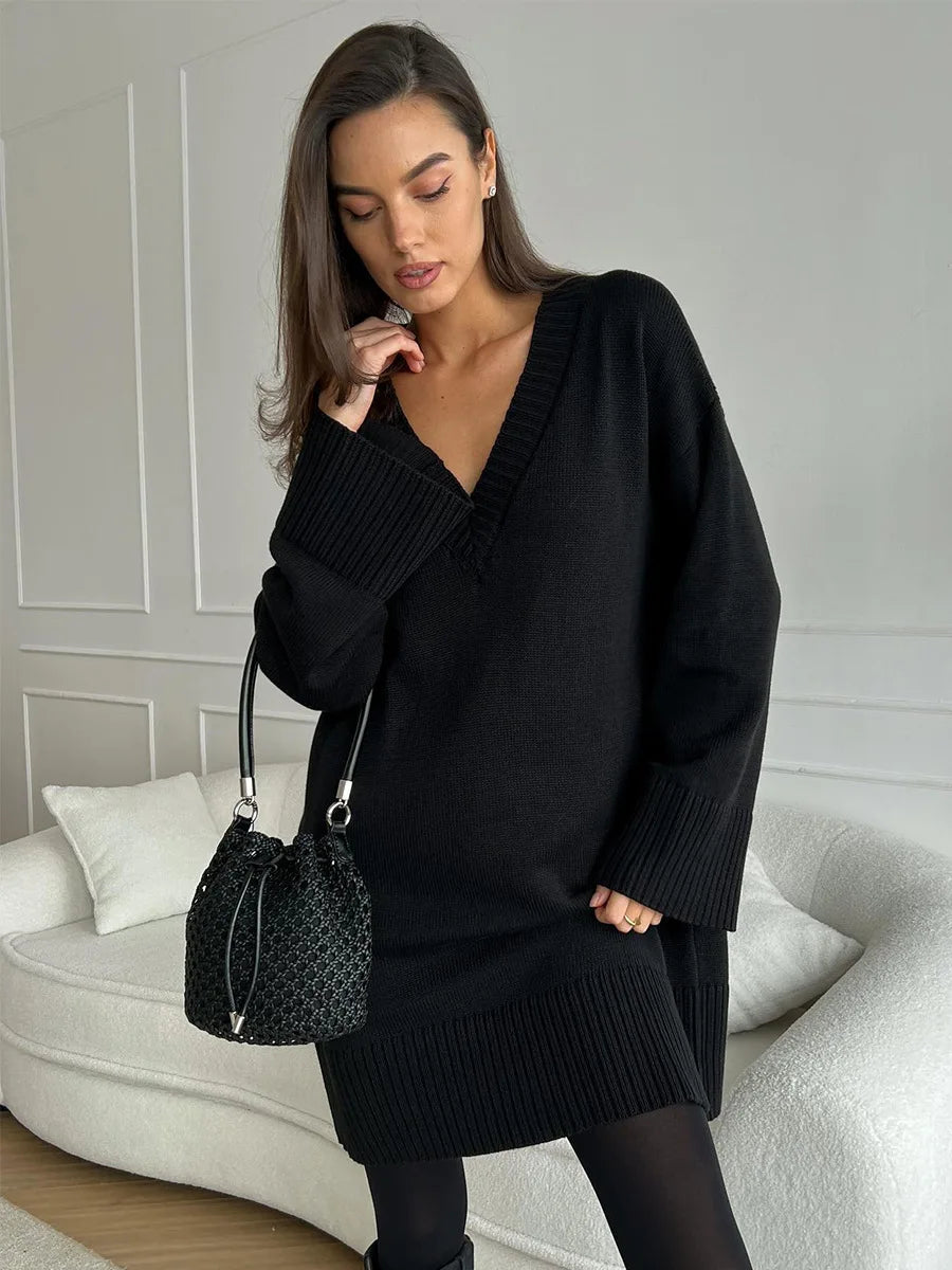 Knitted V-Neck Pullover Sweater