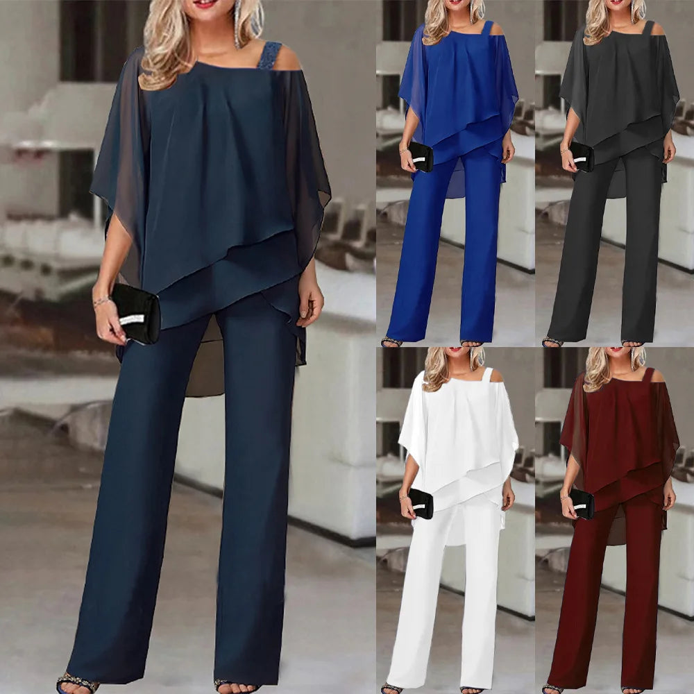 Loose Casual Batwing Sleeve Top and Long Pants Set