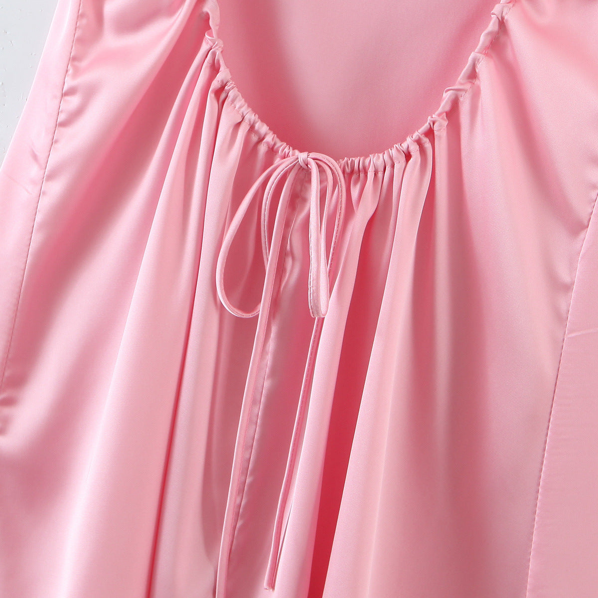 Pink Satin Backless Slip Dress