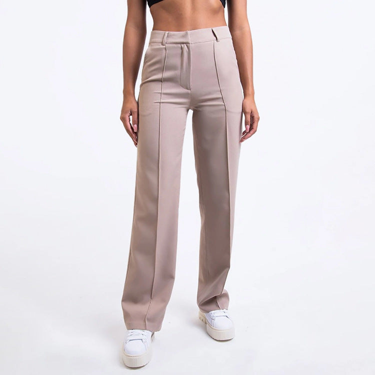 Solid Color Straight-Leg Wide-Leg Pants Trousers