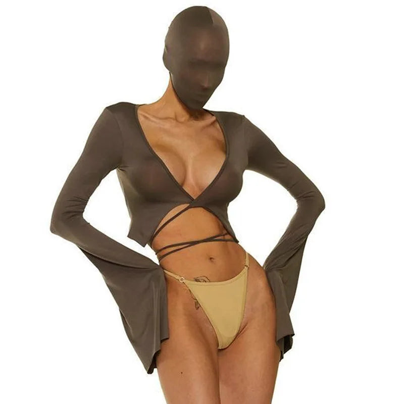 Tie Front Slim Cropped Top
