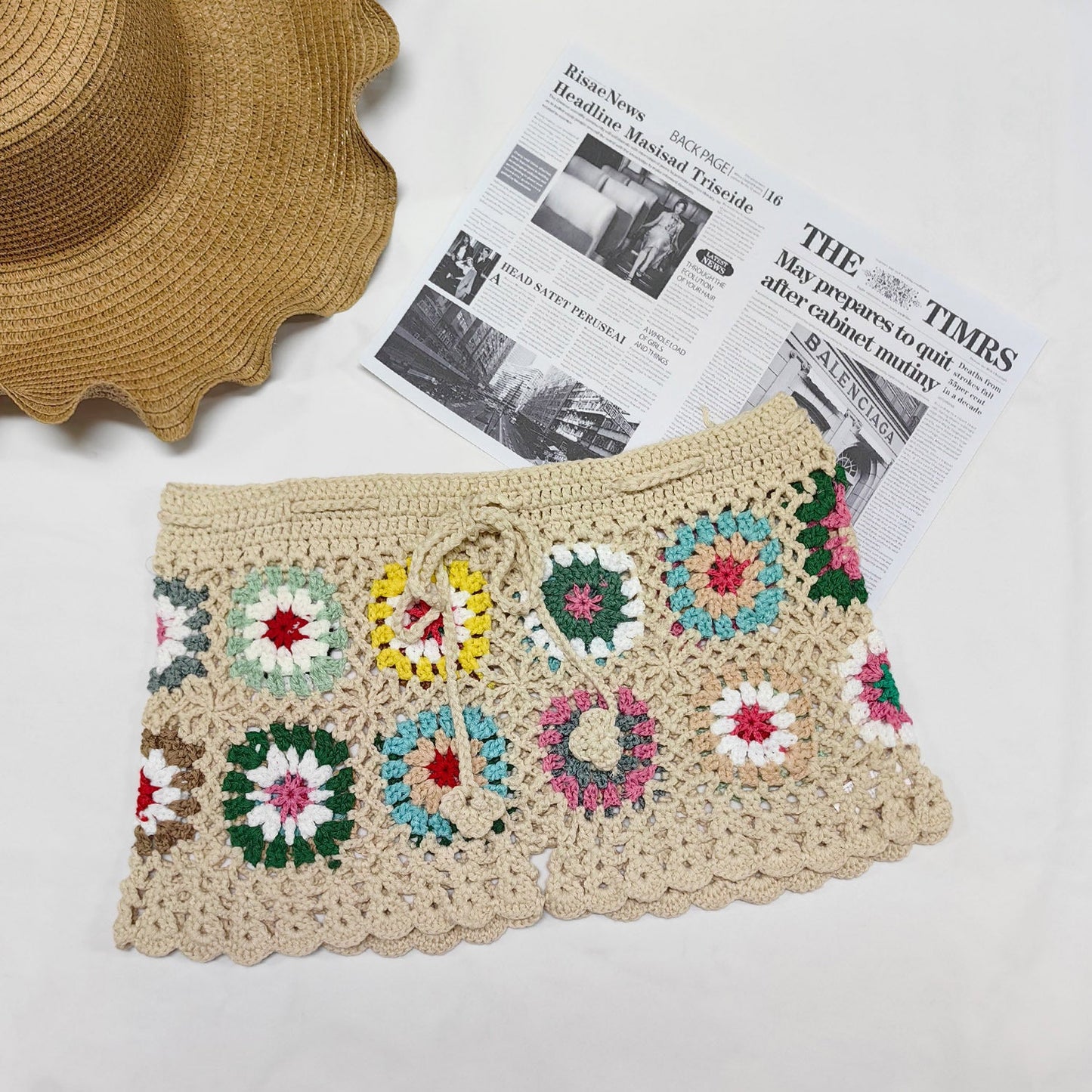 Crochet Patchwork Beach Shorts