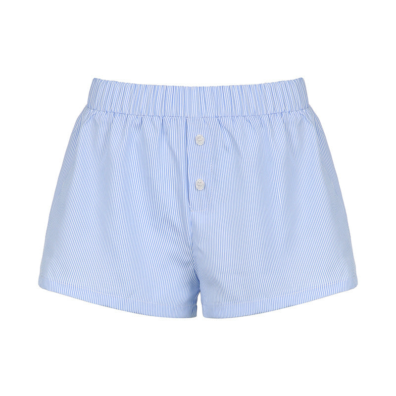 Casual Loose Striped Color-Block Shorts