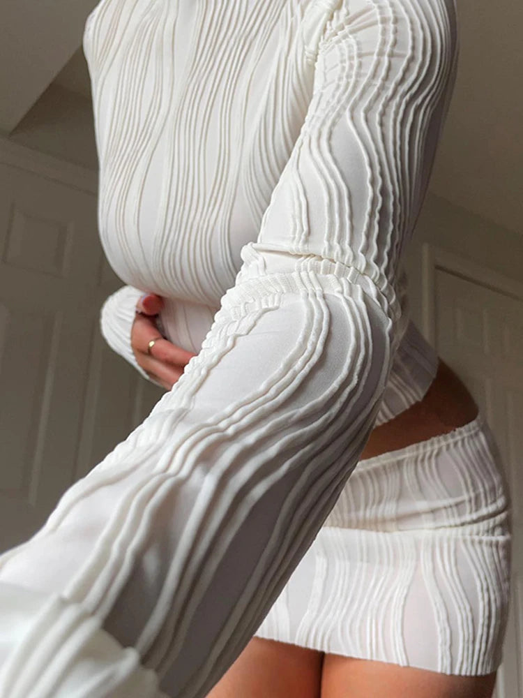 Ruched Long Sleeve Cropped Top
