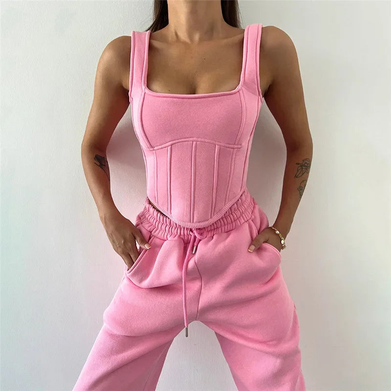 Hooded Corset Top and Pant Set