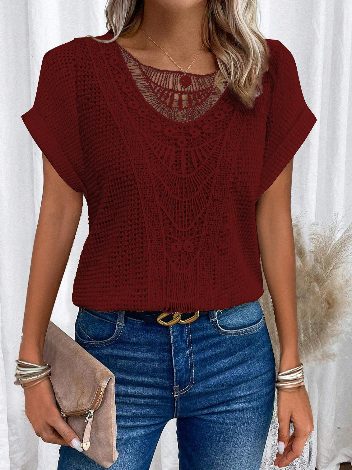 Lace Patchwork Blouse Top