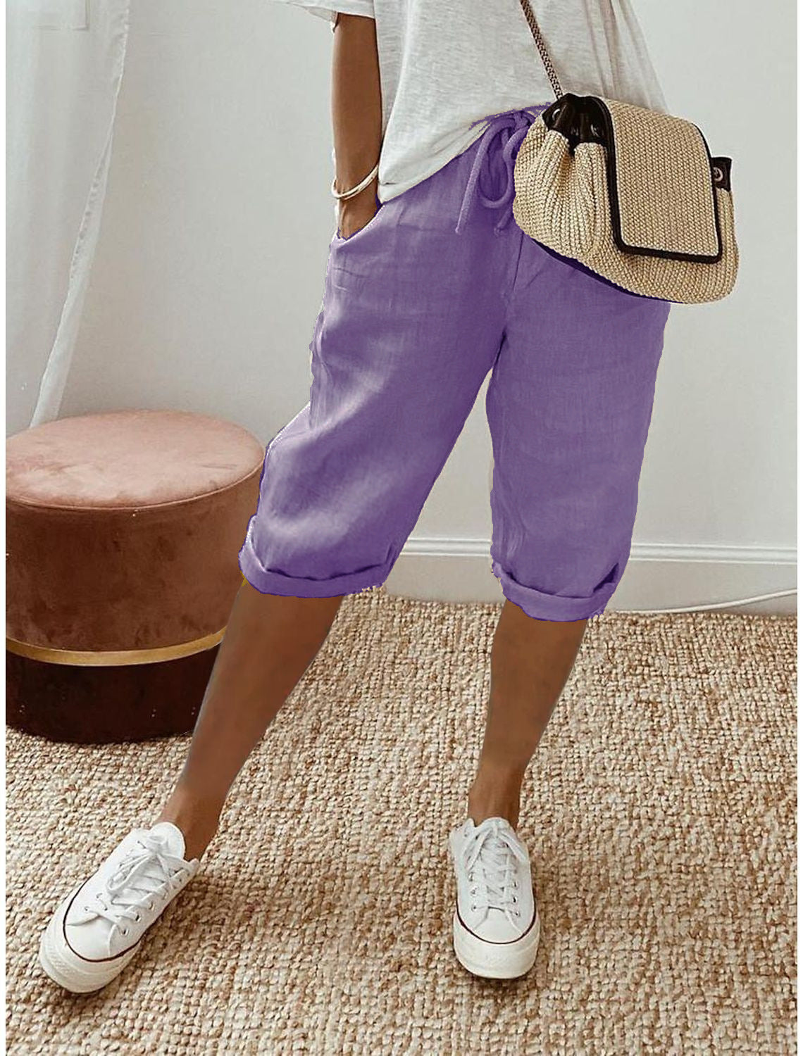 Elastic Waist Casual Pants