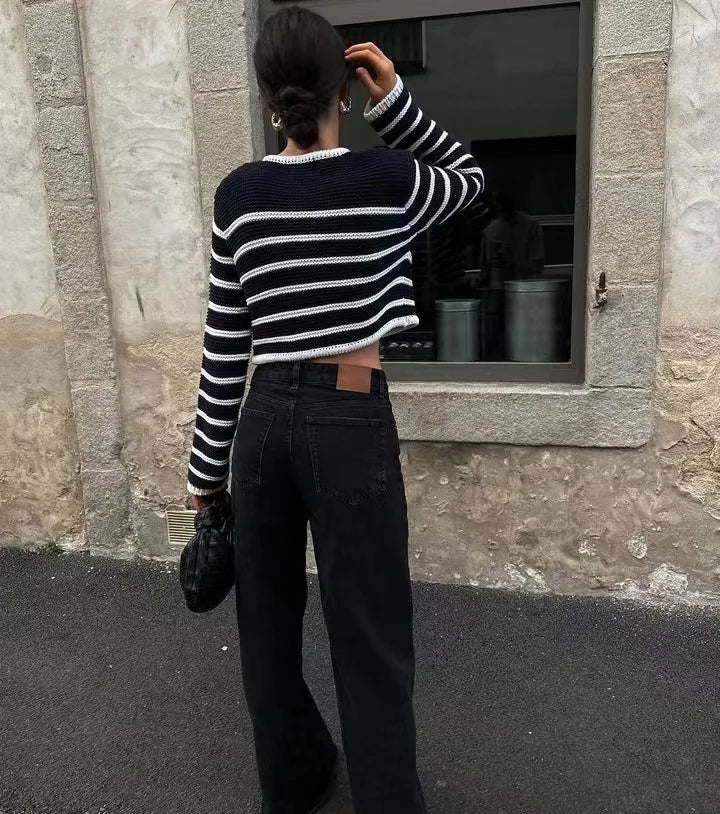 Striped Single Breasted Cardigan