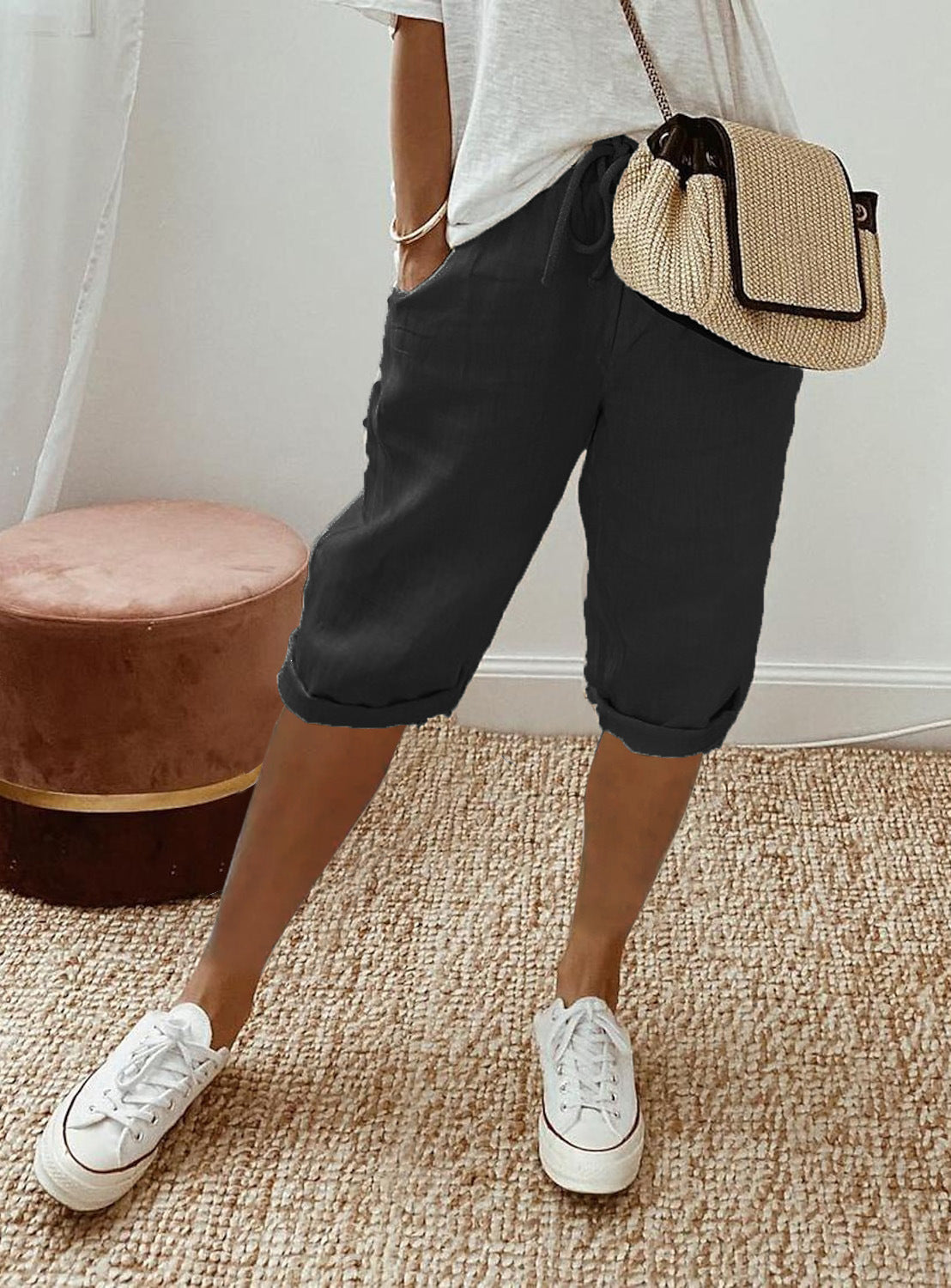 Elastic Waist Casual Pants
