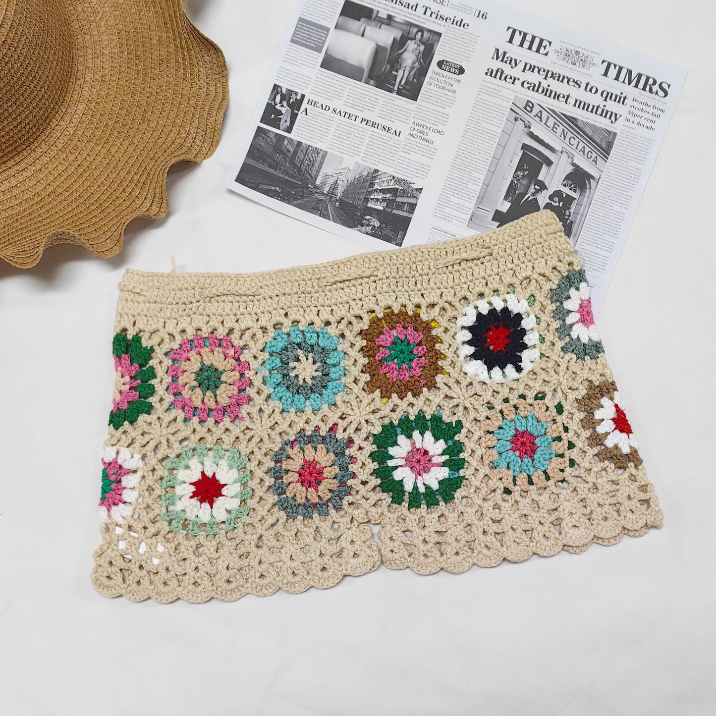 Crochet Patchwork Beach Shorts