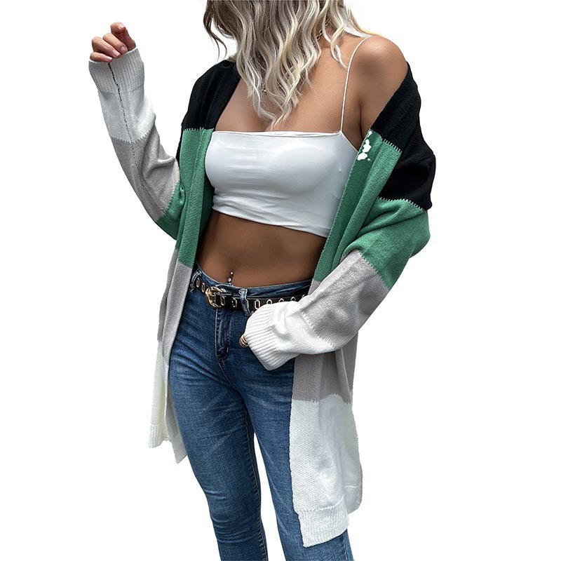 Color-Block Long Sleeve Cardigan