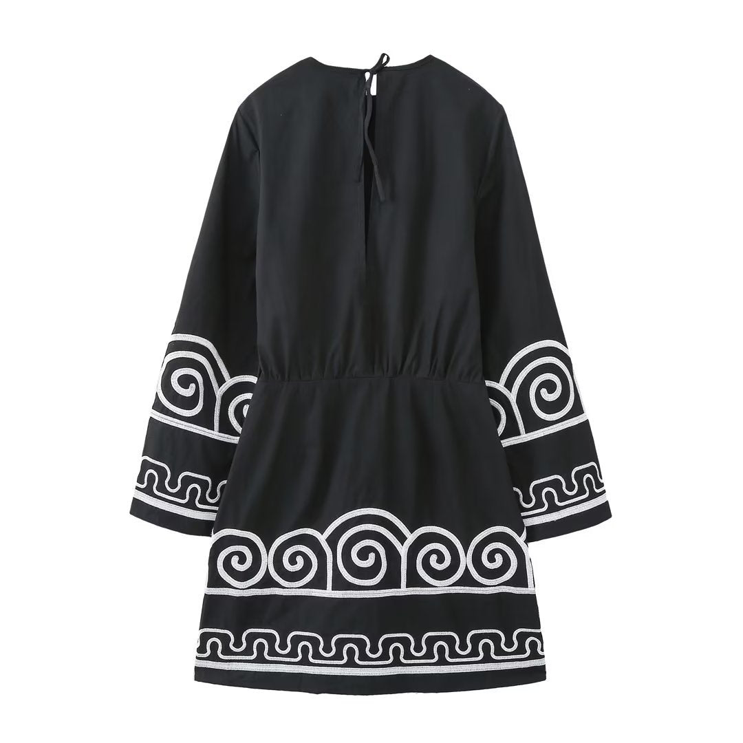 Embroidered Long Sleeve Dress