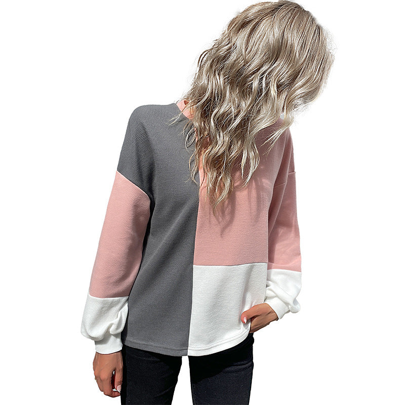 Color-Block Knit Sweater - Long-Sleeve Women's Autumn Top