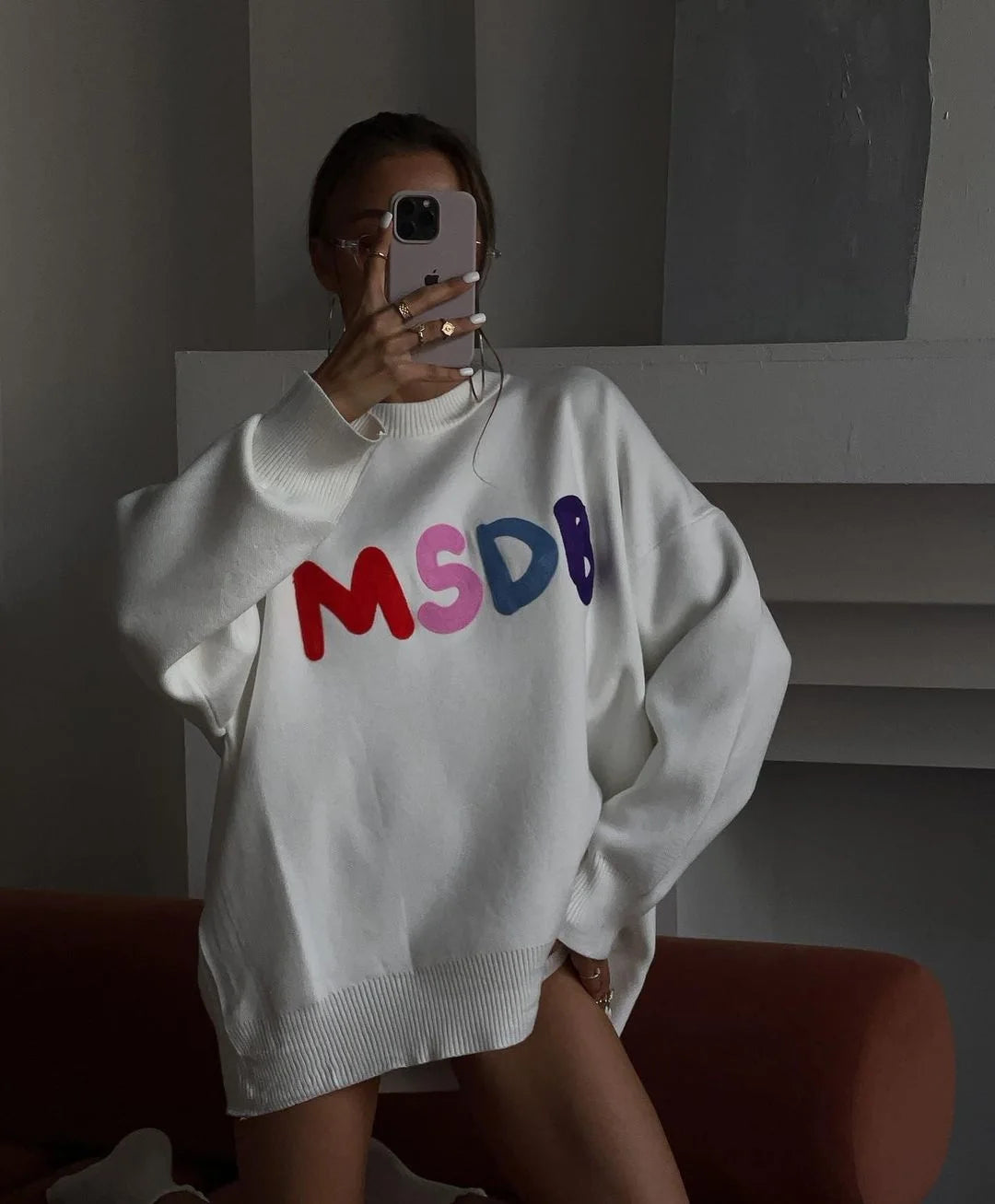 Multicolor Letter Knitted Pullover