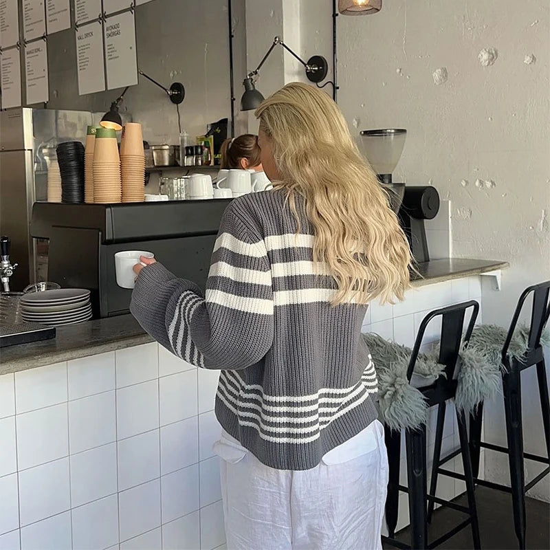 Striped Knitted Pullover Sweater