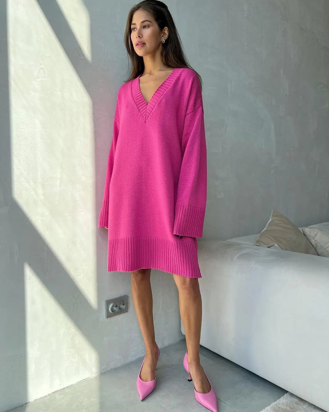 Knitted V-Neck Pullover Sweater