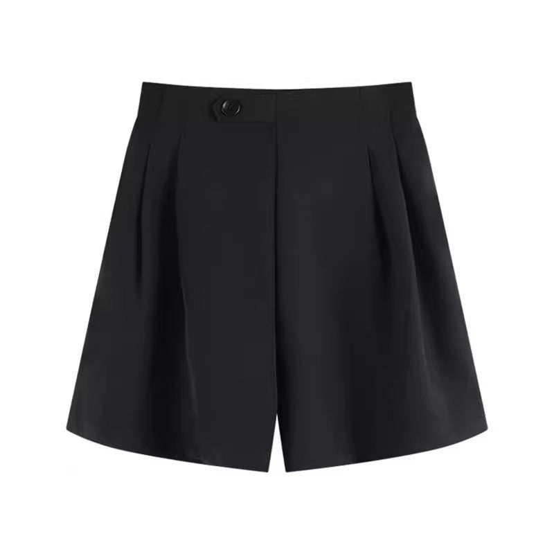 Black High-Waisted Casual Shorts