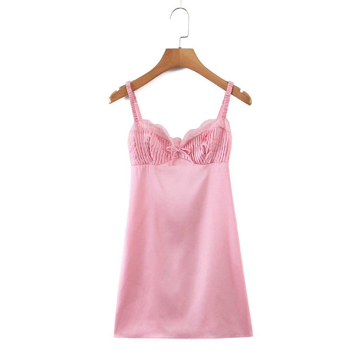 Pink Satin Backless Slip Dress