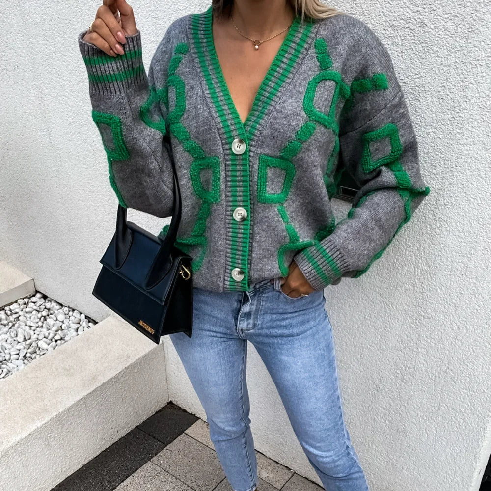 Knitted Button-Up Oversized Cardigan