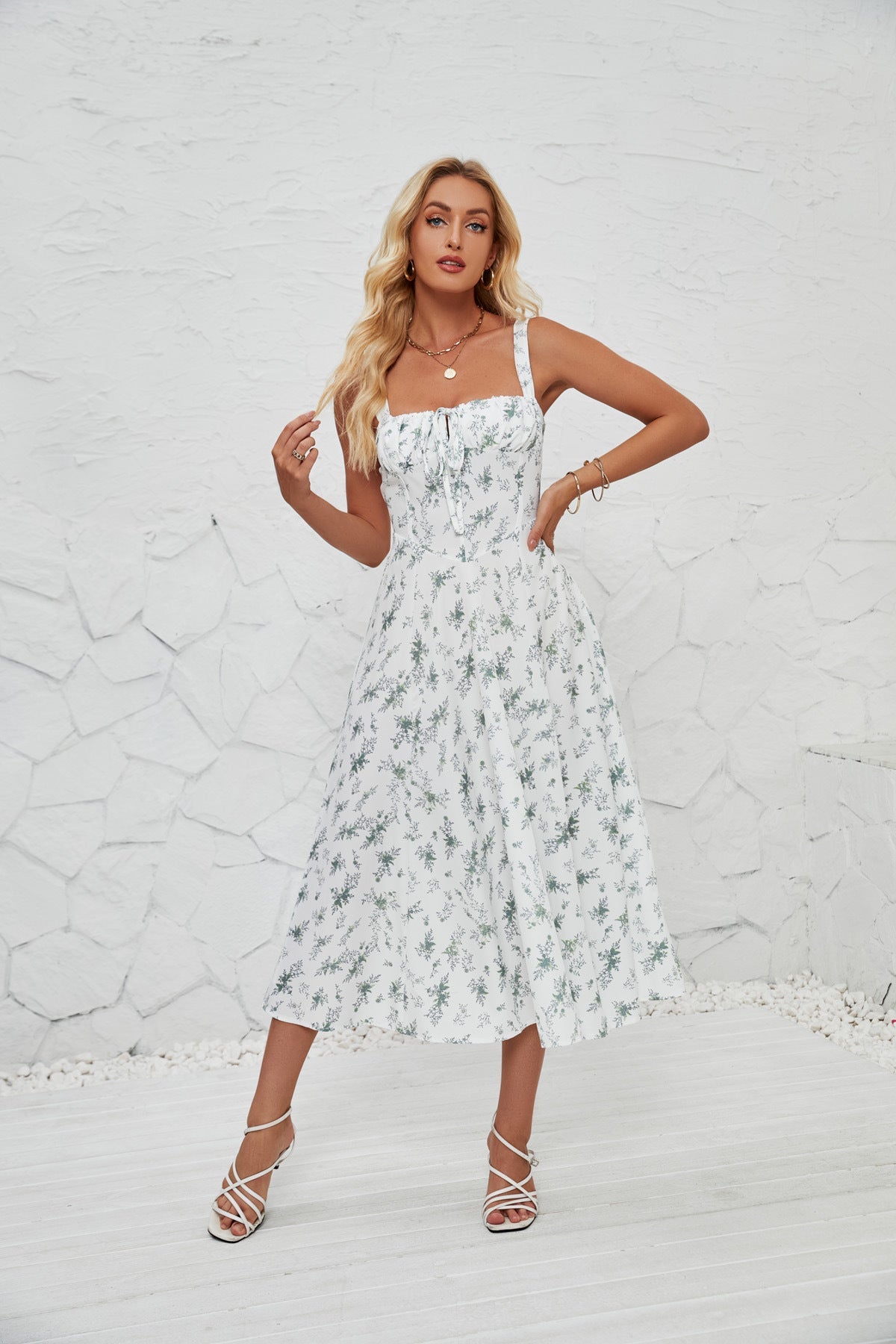 Spaghetti Strap Side-Slit Maxi Dress