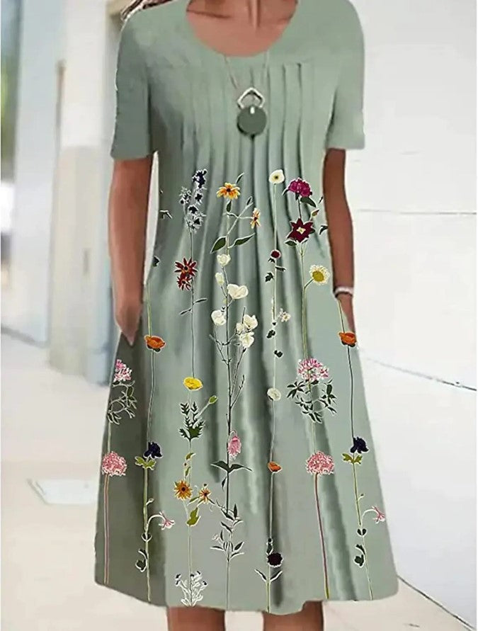 Printed Pocket Midi Dress