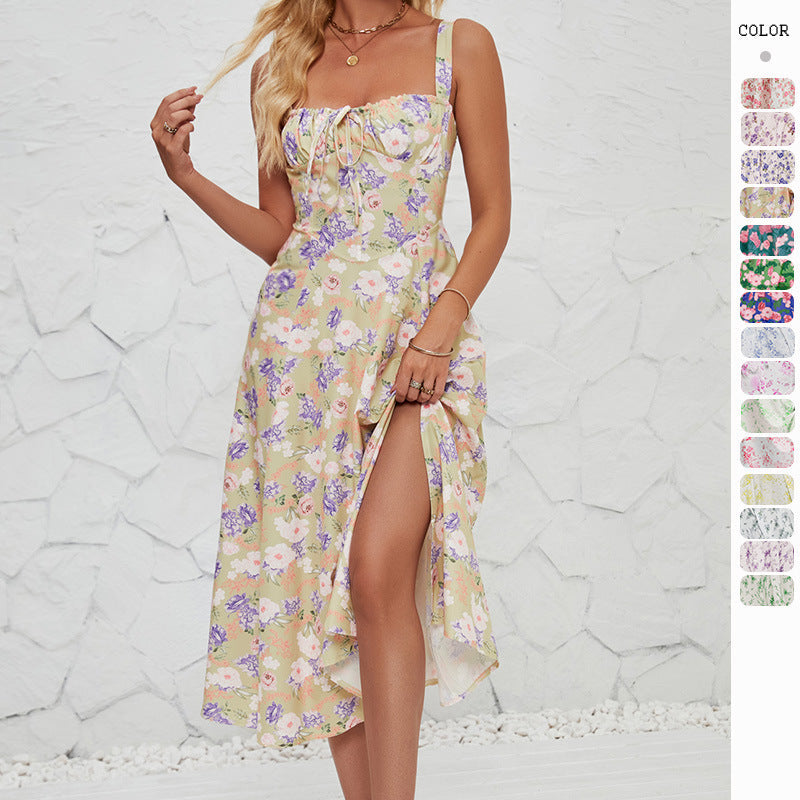 Spaghetti Strap Side-Slit Maxi Dress