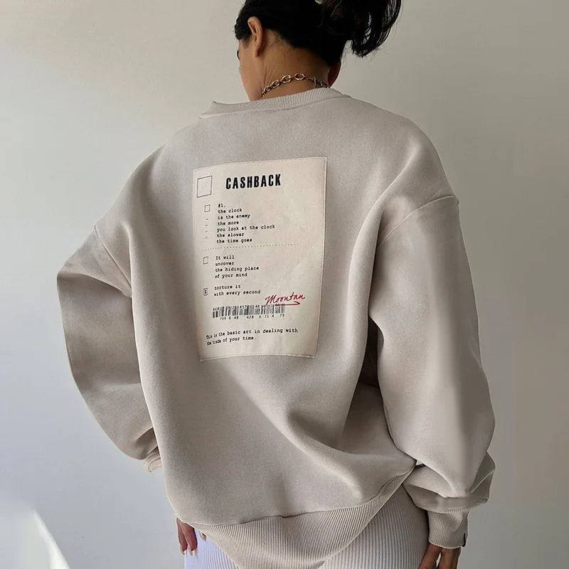 Long Sleeve Top Letters Pattern Pullovers Sweatshirt