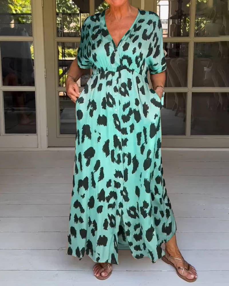 Loose Casual Leopard Print Dress