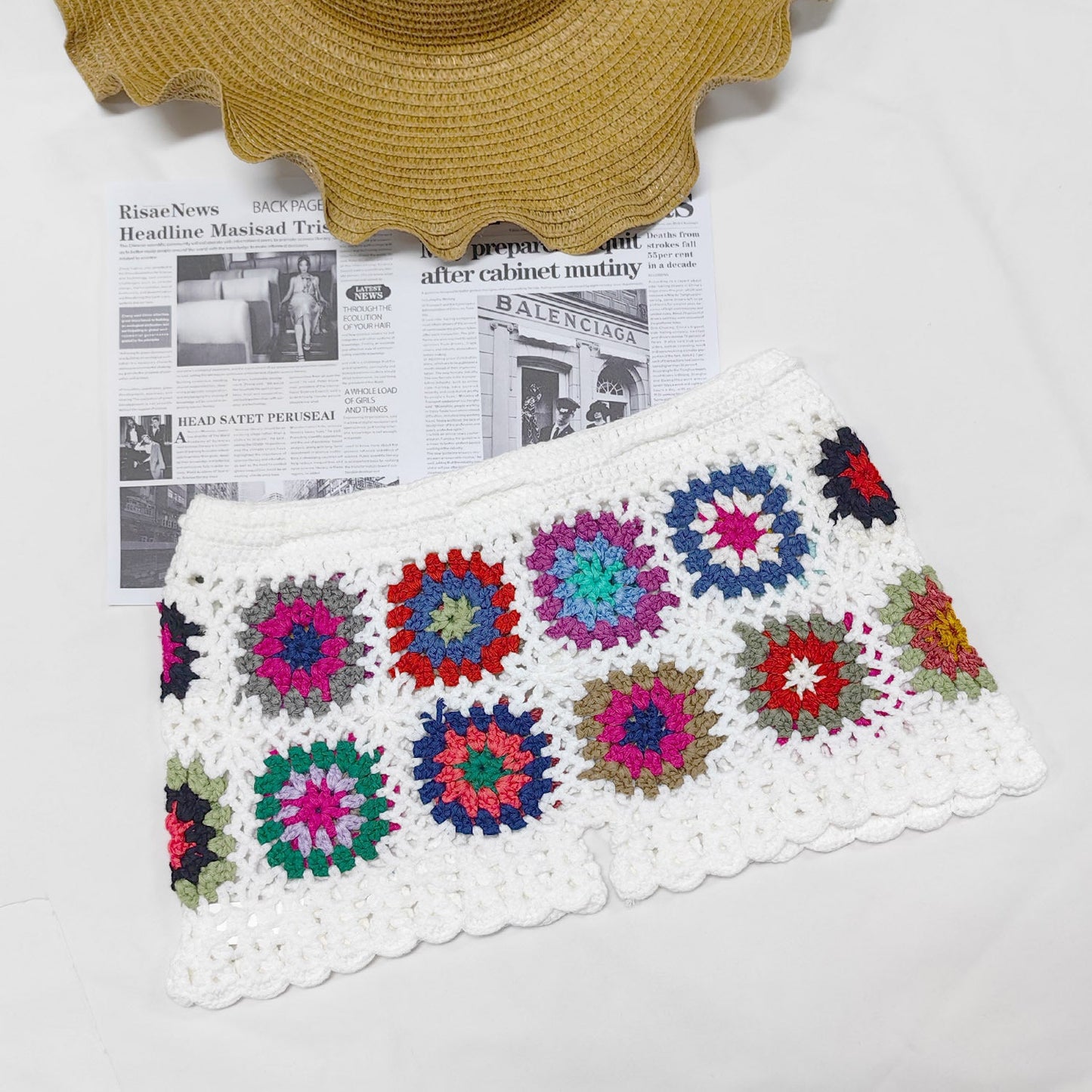 Crochet Patchwork Beach Shorts