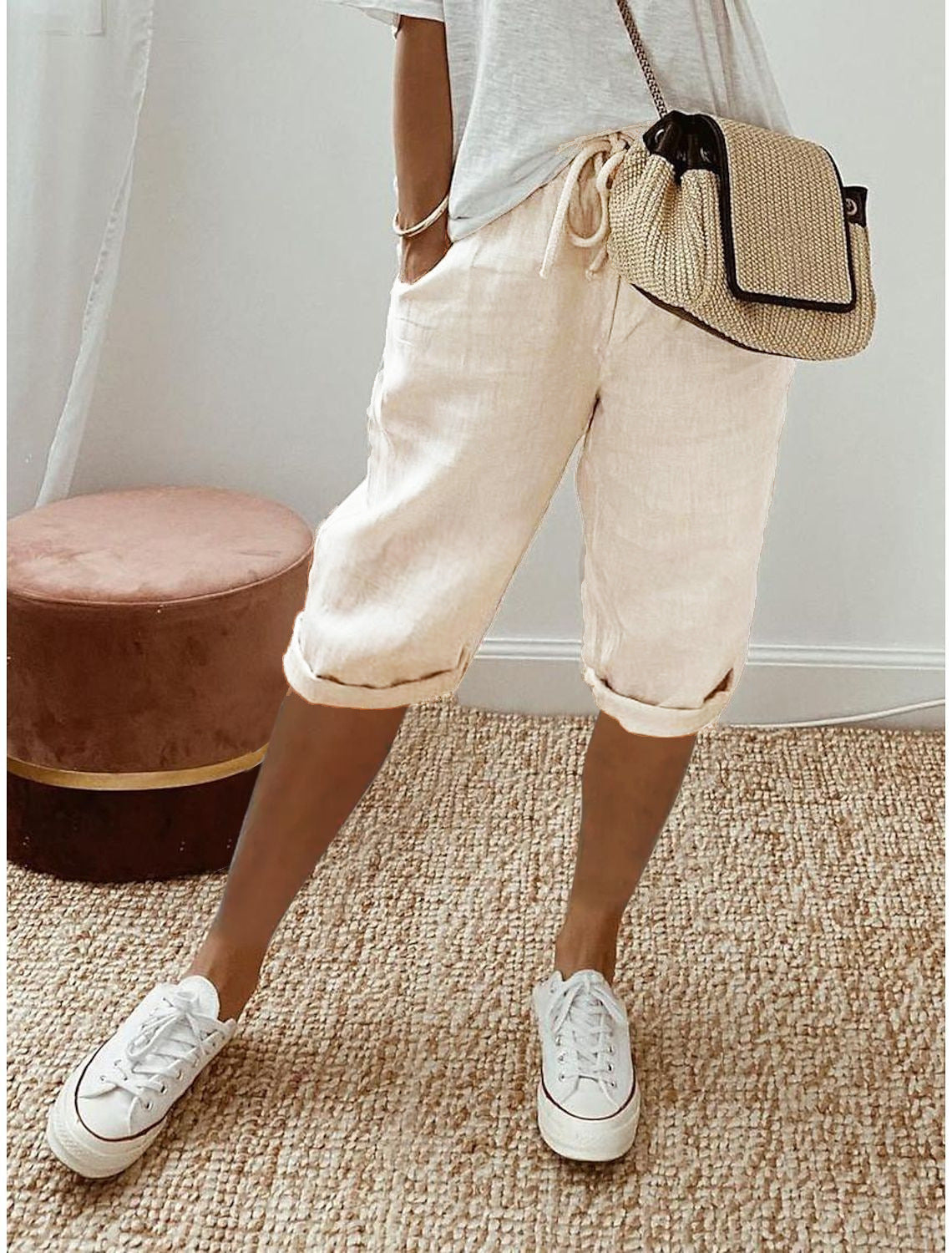 Elastic Waist Casual Pants