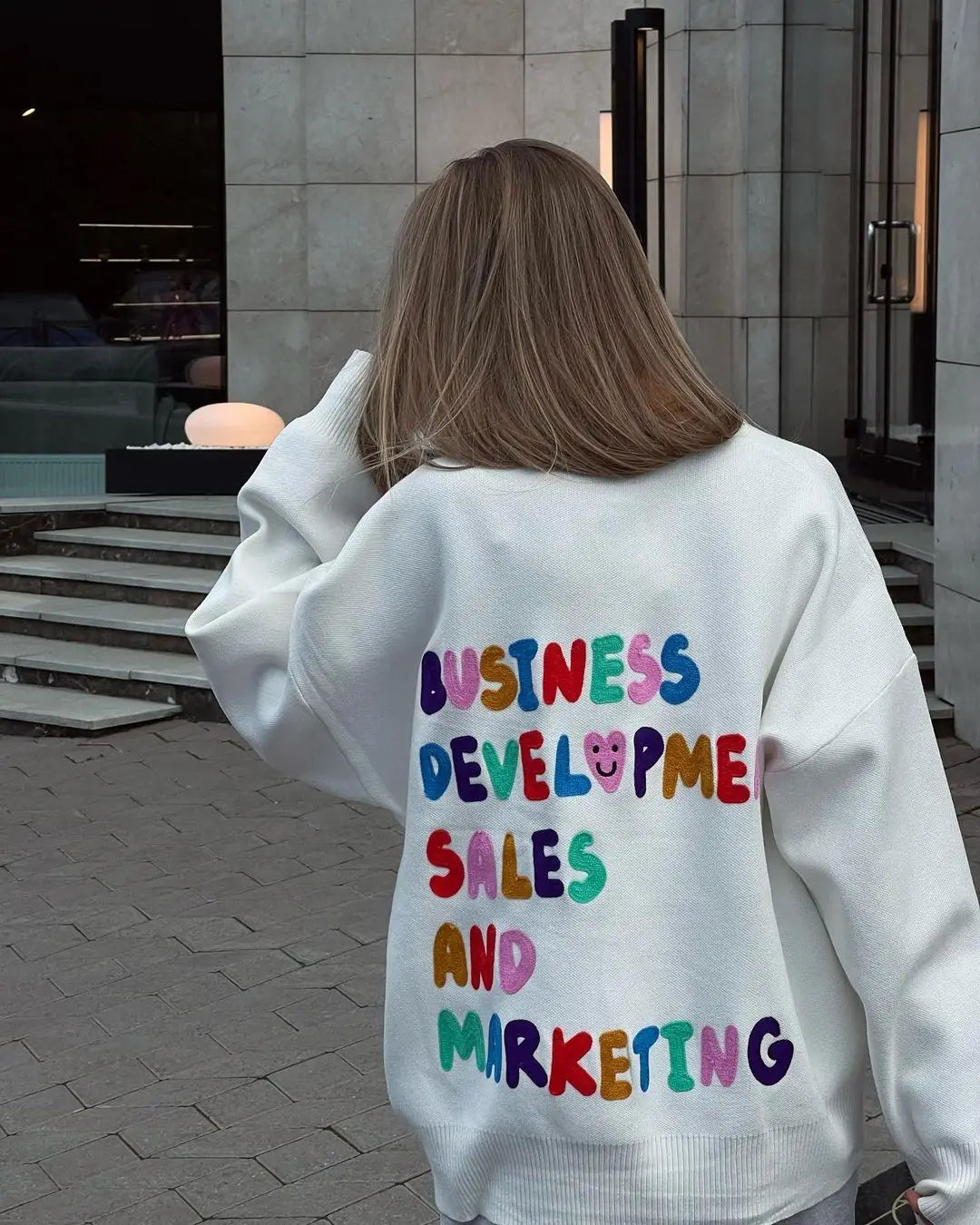 Multicolor Letter Knitted Pullover