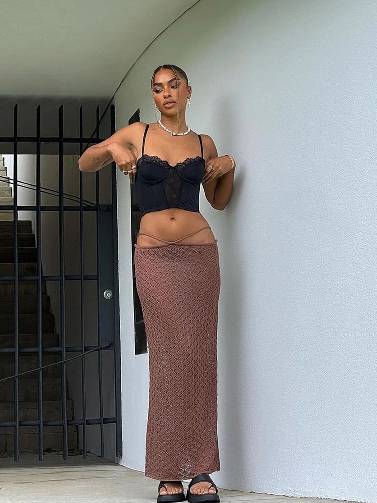 Mermaid Half-Length Skirt with Waist Ties