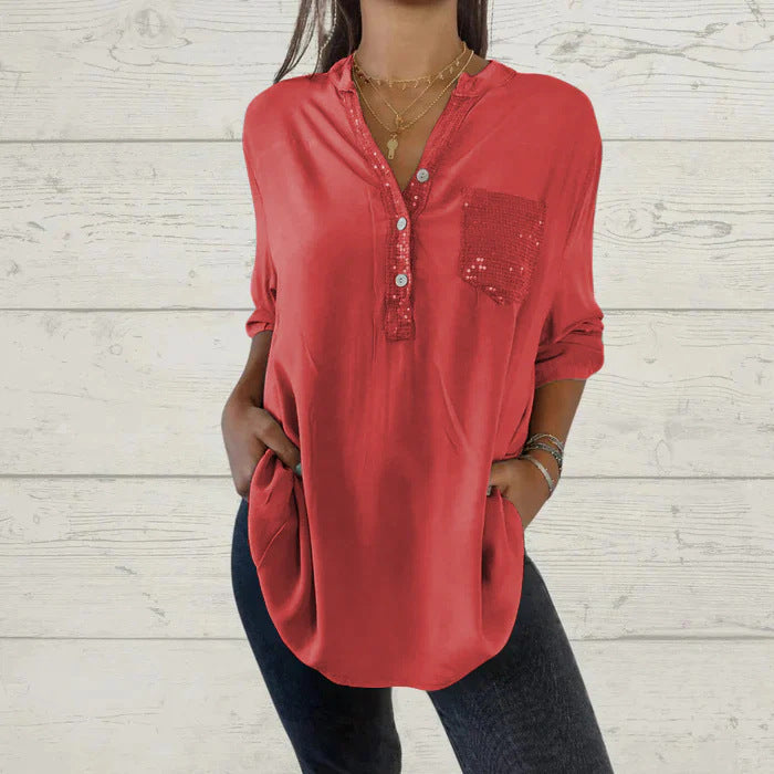 Color V-Neck Shirt