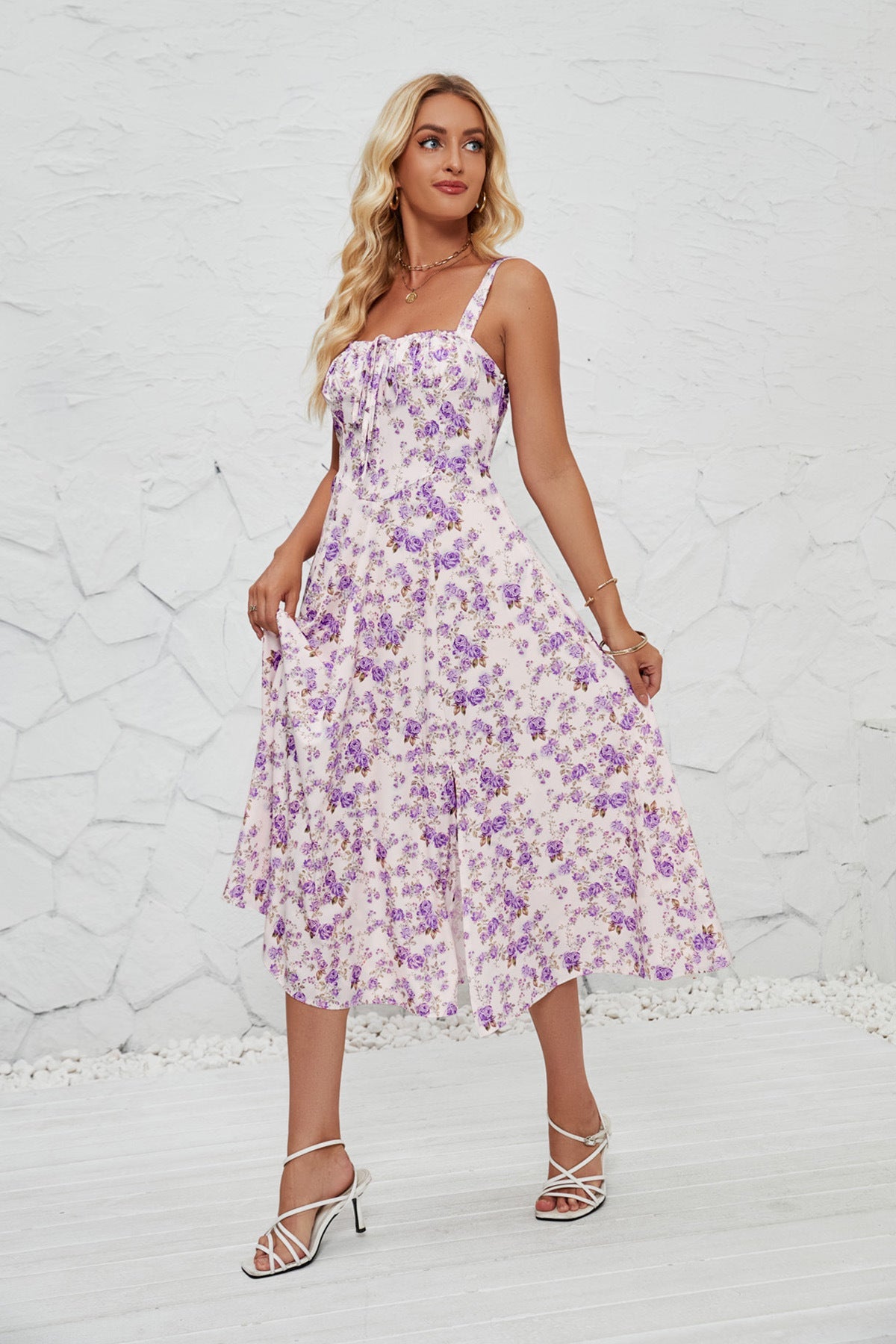 Spaghetti Strap Side-Slit Maxi Dress