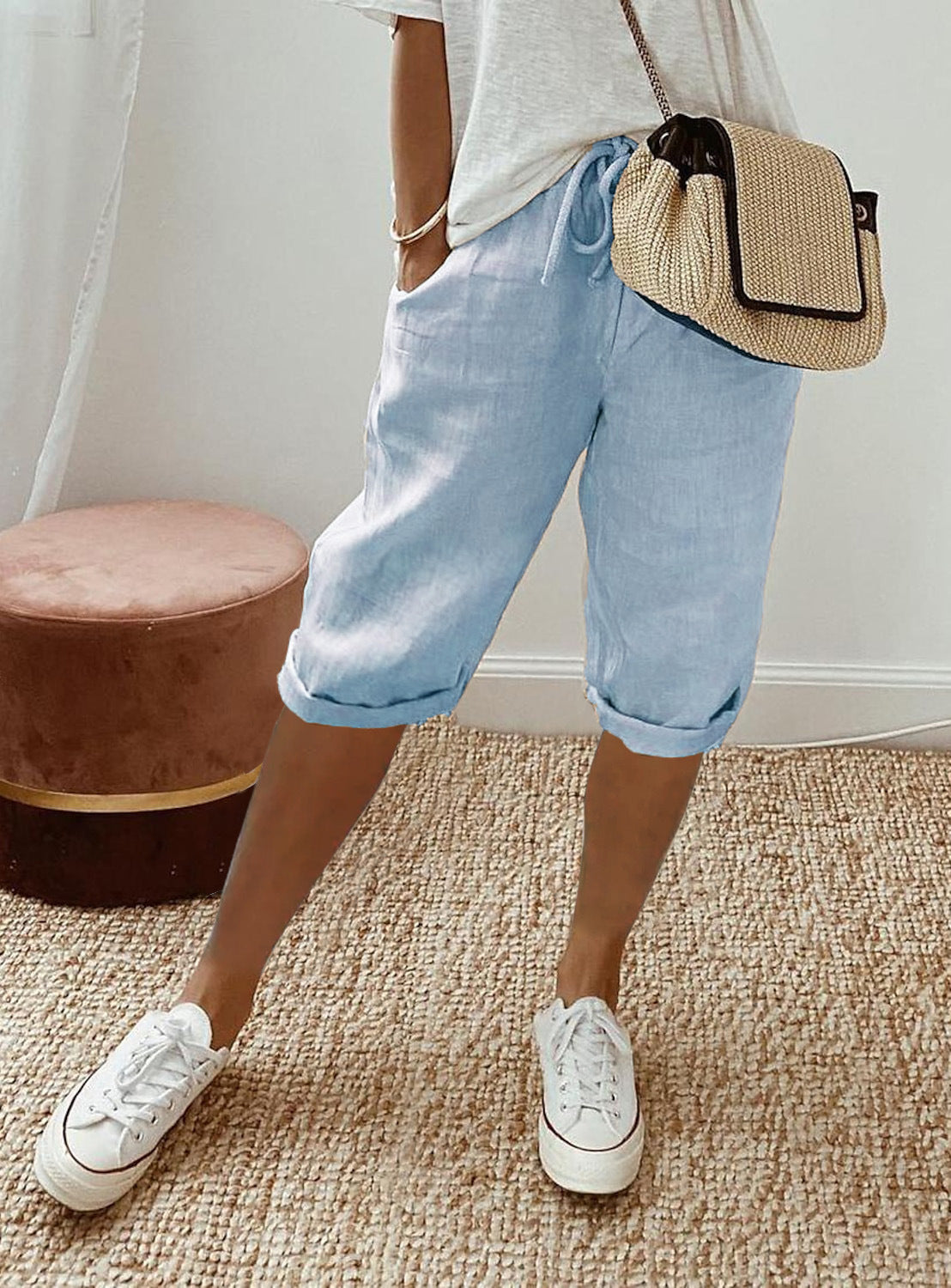 Elastic Waist Casual Pants