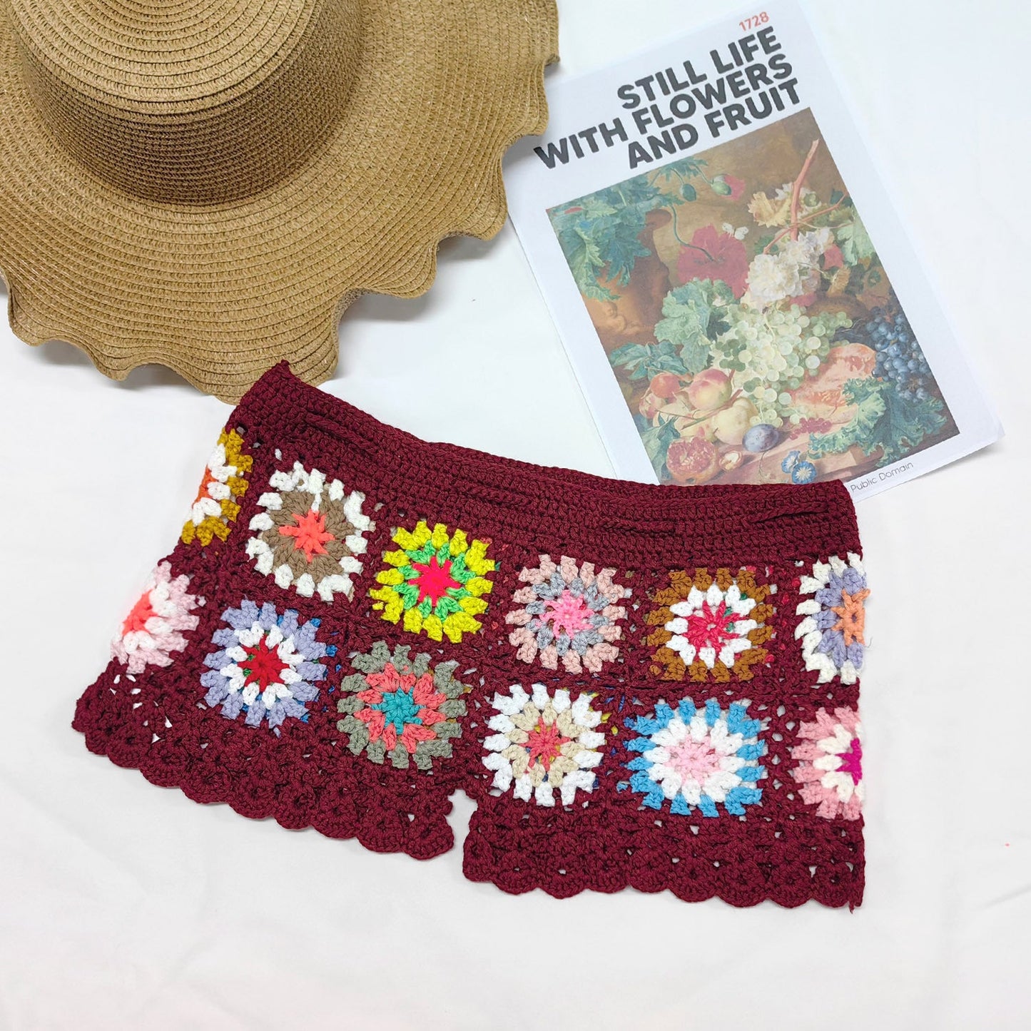Crochet Patchwork Beach Shorts