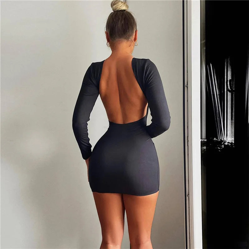 Open Back Slinky Mini Dress