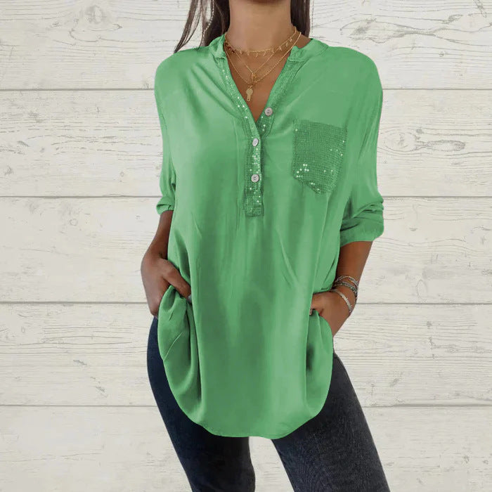 Color V-Neck Shirt