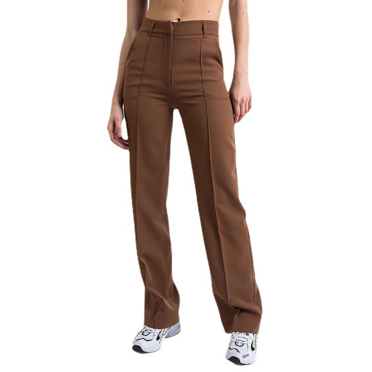 Solid Color Straight-Leg Wide-Leg Pants Trousers