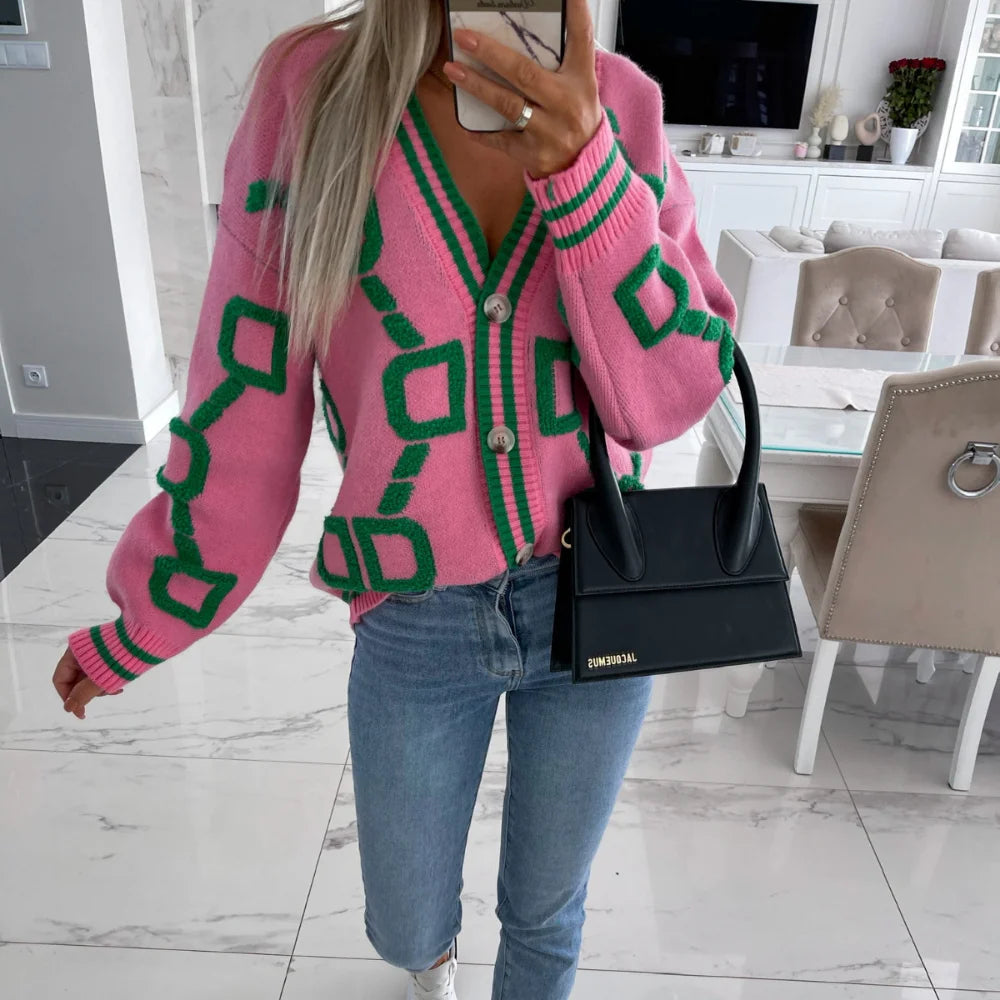 Knitted Button-Up Oversized Cardigan